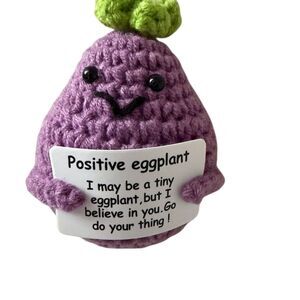 Cute Crochet Eggplant Doll Cheer Up Gift & Desk Decor